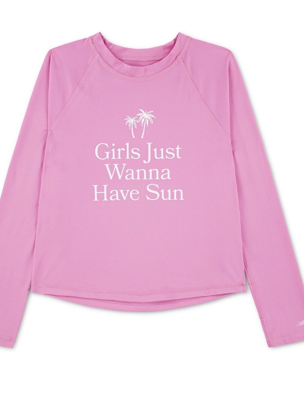 Girls Just Wanna Have Sun Pink Rash Guard Swim Top